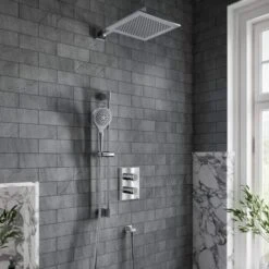 Villeroy & Boch 19 Villeroy & Boch Complete Verve Shower Set With Riser Rail Square Chrome