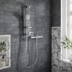 Villeroy & Boch 7 Villeroy & Boch Thermostatic Exposed Shower Set With Riser Rail Round Chrome