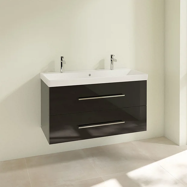 Villeroy & Boch Villeroy And Boch Avento Crystal Black 1000mm Wall Hung 2-Drawer Double Vanity Unit 5 Villeroy & Boch Villeroy And Boch Avento Crystal Black 1000mm Wall Hung 2-Drawer Double Vanity Unit - Image 3