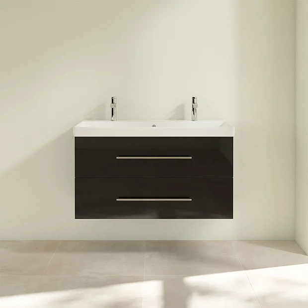 Villeroy & Boch Villeroy And Boch Avento Crystal Black 1000mm Wall Hung 2-Drawer Double Vanity Unit 6 Villeroy & Boch Villeroy And Boch Avento Crystal Black 1000mm Wall Hung 2-Drawer Double Vanity Unit - Image 4