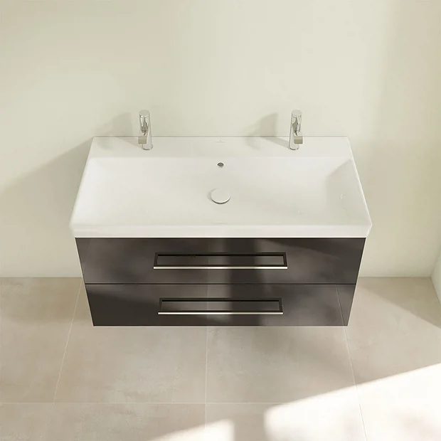 Villeroy & Boch Villeroy And Boch Avento Crystal Black 1000mm Wall Hung 2-Drawer Double Vanity Unit 7 Villeroy & Boch Villeroy And Boch Avento Crystal Black 1000mm Wall Hung 2-Drawer Double Vanity Unit - Image 5