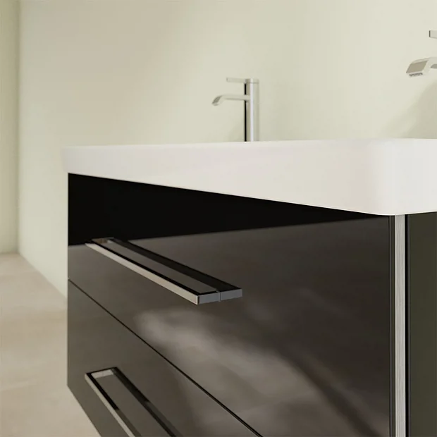 Villeroy & Boch Villeroy And Boch Avento Crystal Black 1000mm Wall Hung 2-Drawer Double Vanity Unit 8 Villeroy & Boch Villeroy And Boch Avento Crystal Black 1000mm Wall Hung 2-Drawer Double Vanity Unit - Image 6