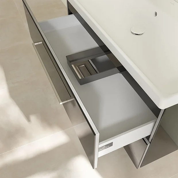 Villeroy & Boch Villeroy And Boch Avento Crystal Black 1000mm Wall Hung 2-Drawer Double Vanity Unit 3 Villeroy & Boch Villeroy And Boch Avento Crystal Black 1000mm Wall Hung 2-Drawer Double Vanity Unit