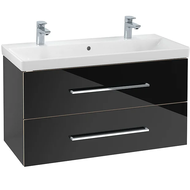 Villeroy & Boch Villeroy And Boch Avento Crystal Black 1000mm Wall Hung 2-Drawer Double Vanity Unit 4 Villeroy & Boch Villeroy And Boch Avento Crystal Black 1000mm Wall Hung 2-Drawer Double Vanity Unit - Image 2