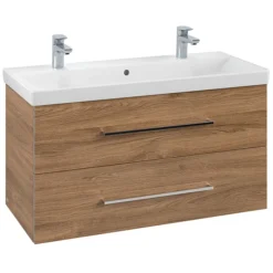 Villeroy & Boch Villeroy And Boch Avento Oak Kansas 1000mm Wall Hung 2-Drawer Double Vanity Unit