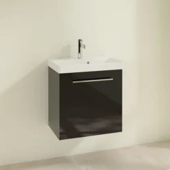 Villeroy & Boch Villeroy And Boch Avento Crystal Black 550mm Wall Hung 1-Door Vanity Unit -Villeroy & Boch save11b301 d1