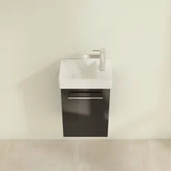 Villeroy & Boch Villeroy And Boch Avento Crystal Black 360mm Wall Hung Vanity Unit With Left Bowl Basin -Villeroy & Boch save31b301 d3