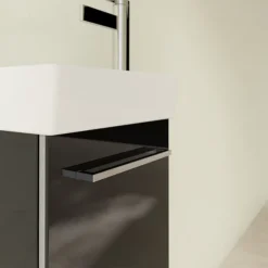 Villeroy & Boch Villeroy And Boch Avento Crystal Black 360mm Wall Hung Vanity Unit With Left Bowl Basin