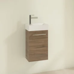 Villeroy & Boch Villeroy And Boch Avento Arizona Oak 360mm Wall Hung Vanity Unit With Right Bowl Basin -Villeroy & Boch save32vh01 d1