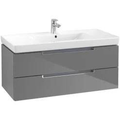 Villeroy & Boch Villeroy And Boch Subway 2.0 Glossy Grey 1000mm Wall Hung 2-Drawer Vanity Unit -Villeroy & Boch sb2gg1000 l