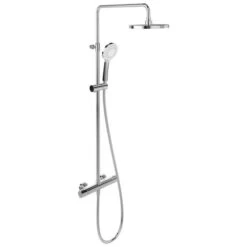 Villeroy & Boch 11 Villeroy & Boch Thermostatic Exposed Shower Set With Fixed Head And Riser Rail Round Chrome