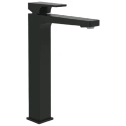Villeroy & Boch Architectura Square Matt Black Tall Single Lever Basin Mixer, With Push Down Waste