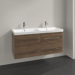 Villeroy & Boch Avento Arizona Oak 1200mm Wall Hung Vanity Unit & Double Basin