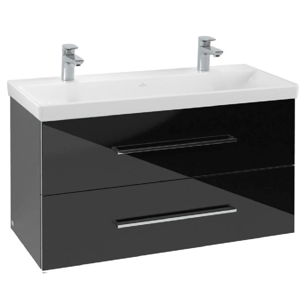 Villeroy & Boch Avento Crystal Black 1000mm Wall Hung Vanity Unit & 2 Tap Hole Basin 3 Villeroy & Boch Avento Crystal Black 1000mm Wall Hung Vanity Unit & 2 Tap Hole Basin