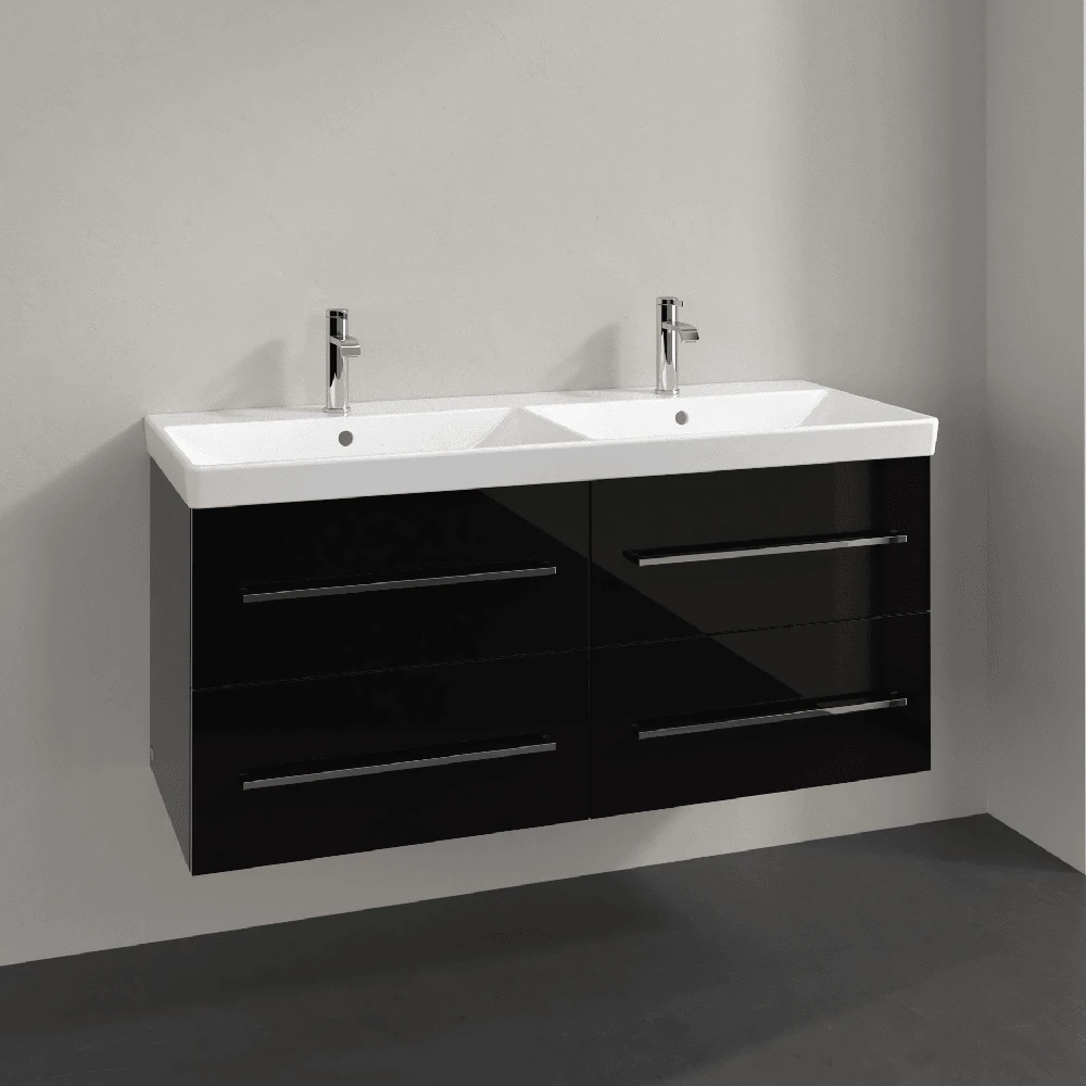 Villeroy & Boch Avento Crystal Black 1200mm Wall Hung Vanity Unit & Double Basin 3 Villeroy & Boch Avento Crystal Black 1200mm Wall Hung Vanity Unit & Double Basin