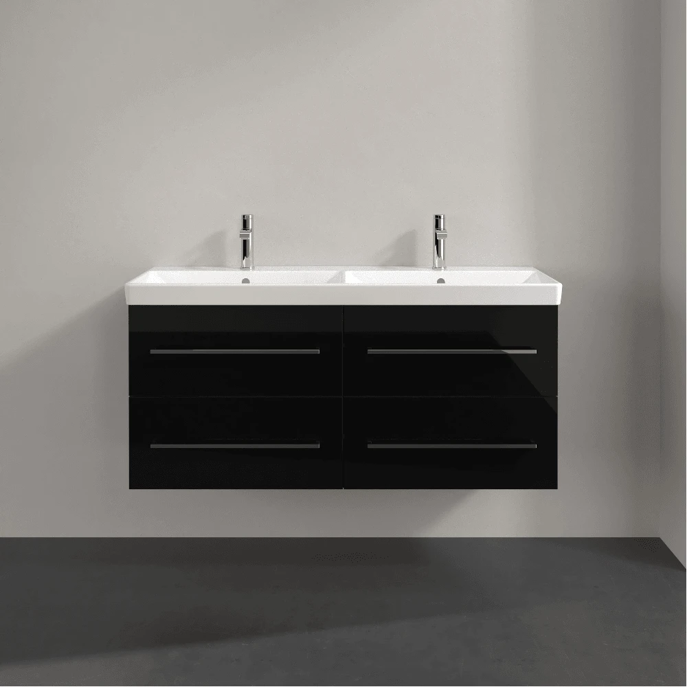 Villeroy & Boch Avento Crystal Black 1200mm Wall Hung Vanity Unit & Double Basin 4 Villeroy & Boch Avento Crystal Black 1200mm Wall Hung Vanity Unit & Double Basin - Image 2
