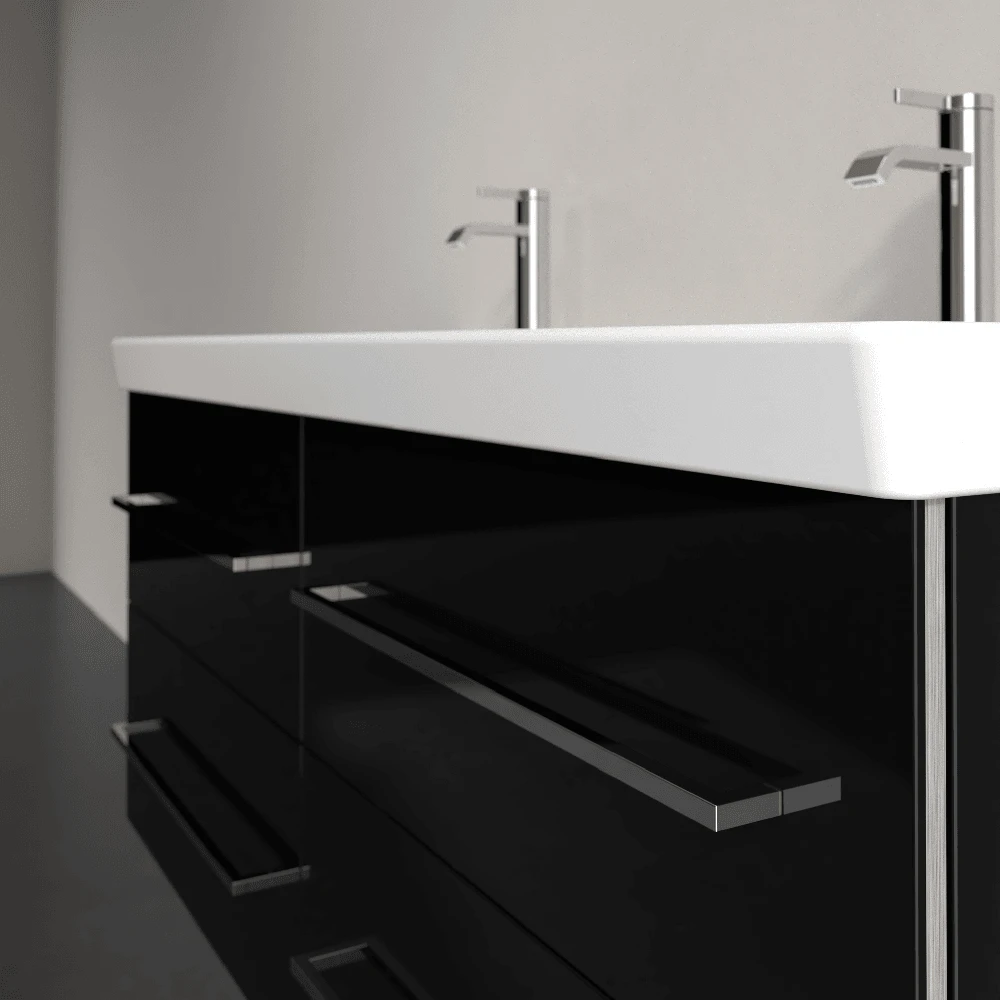Villeroy & Boch Avento Crystal Black 1200mm Wall Hung Vanity Unit & Double Basin 6 Villeroy & Boch Avento Crystal Black 1200mm Wall Hung Vanity Unit & Double Basin - Image 4
