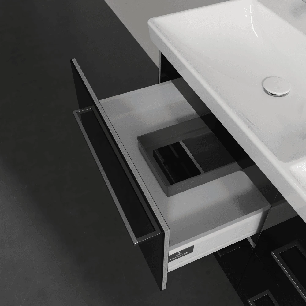 Villeroy & Boch Avento Crystal Black 1200mm Wall Hung Vanity Unit & Double Basin 7 Villeroy & Boch Avento Crystal Black 1200mm Wall Hung Vanity Unit & Double Basin - Image 5