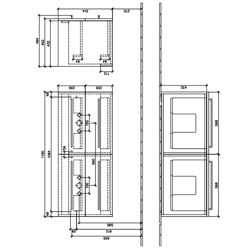 Villeroy & Boch Avento Crystal Black 1200mm Wall Hung Vanity Unit & Double Basin 11 Villeroy & Boch Avento Crystal Black 1200mm Wall Hung Vanity Unit & Double Basin - Image 9