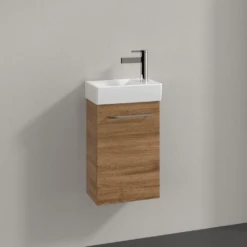 Villeroy & Boch 33 Villeroy & Boch Avento Oak Kansas 350mm Wall Hung Vanity Unit & Basin (Tap On Right)