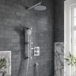 Villeroy & Boch Chrome Round Complete Shower Set With Slider Rail Kit