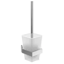 Villeroy & Boch Elements Striking Chrome & Frosted Glass Wall Mounted Toilet Brush Set