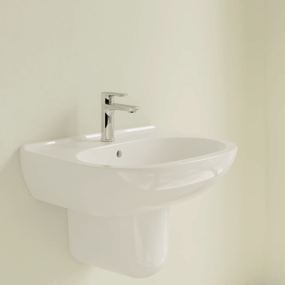 Villeroy & Boch O.novo 600x490 1th White Basin & Semi Pedestal 7 Villeroy & Boch O.novo 600x490 1th White Basin & Semi Pedestal - Image 5