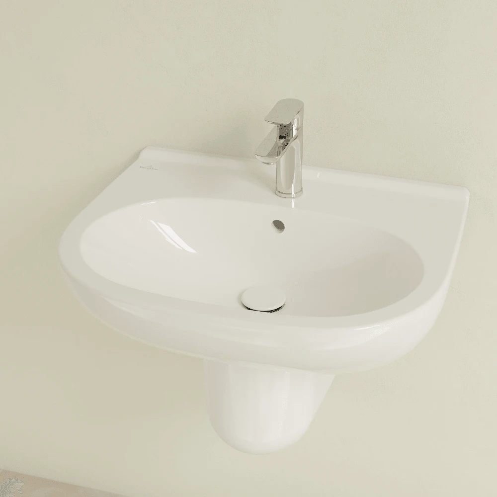 Villeroy & Boch O.novo 600x490 1th White Basin & Semi Pedestal 8 Villeroy & Boch O.novo 600x490 1th White Basin & Semi Pedestal - Image 6