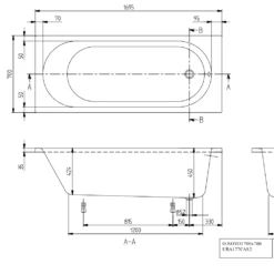 Villeroy & Boch O.novo Solo Alpin, Rectangular Bath & Legs 1700x700mm -Villeroy & Boch villeroy boch o novo solo alpin rectangular bath legs 1700x700mm p66305 286081 image