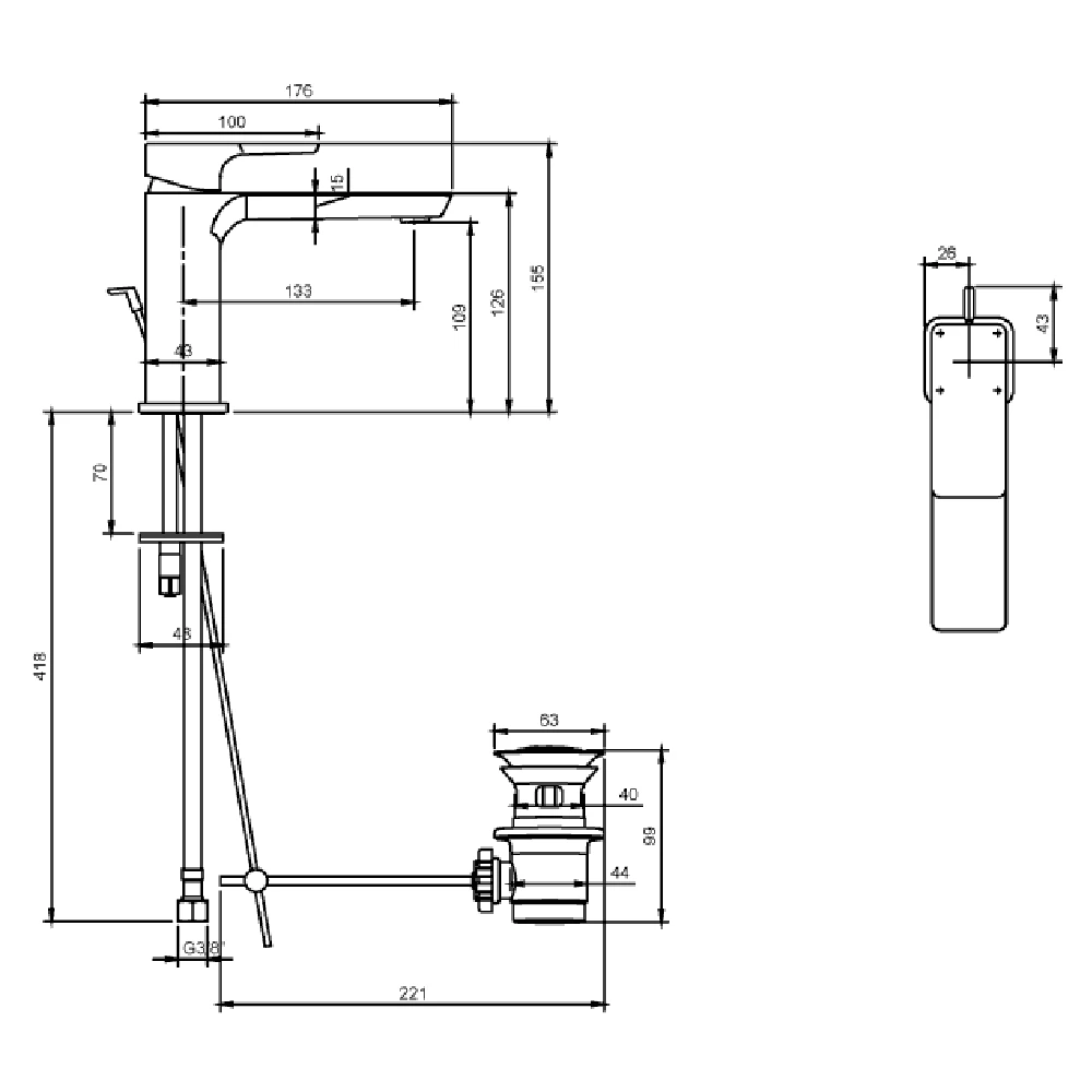 Villeroy & Boch Subway 3.0 Matt Black Single Lever Basin Mixer With Pop-up Waste 5 Villeroy & Boch Subway 3.0 Matt Black Single Lever Basin Mixer With Pop-up Waste - Image 3